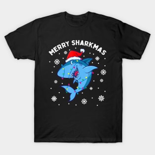 Merry Sharkmas Santa Christmas Sharks Lover Gift for kids T-Shirt